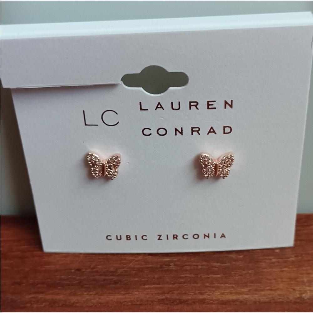 LC Lauren Conrad Sparkling Butterfly Earrings - Picture 3 of 4